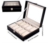 Classic Style Leather Watch Display Case Organizer - Jewelry Storage Box with Glass Top for Men - Multiple Slots Available