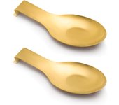 Soporte de cuchara de acero inoxidable dorado para encimera de cocina, soporte para utensilios de cocina, soporte para espátula, apto para lavavajillas, 9,61 x 3,74 pulgadas (2 piezas)