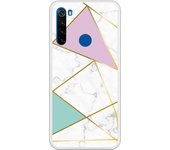 Funda compatible con Xiaomi Redmi Note 8T - Be Unique Funda Gel mármol colores franja dorada