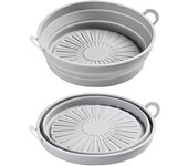 Revestimiento de silicona para freidora plegable de 8,5 pulgadas, resistente a altas temperaturas y de grado alimenticio, olla de silicona redonda de 8,5 pulgadas, color gris