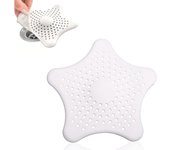 Filtro de silicona para fregadero, filtro de pelo de ducha, filtro de baño de estrella de mar y tapón de ducha, para desagüe de ducha, para atrapar el pelo y la suciedad, tapón de fregadero con ventosas (blanco)