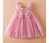 New Baby Girls Butterfly Wings Fairy Princess Dress Lovely Kids Summer Sleeveless Tulle Dress Child Birthday Party Gown Dress