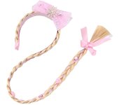 Little Girls Headband Elsa Wig Braid Rhinestones Cosplay Weaving Braid Rapunzel Jasmine Princess Party HairHoop Hair Accesorries