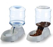 ZVD Comedero y bebedero para mascotas – Alimentador automático por gravedad autodispensable – Juego de dispensador de alimentos y agua – Tazón de comida para perros y gatos – Alimentador de 1 galón y bebedero de 3,7