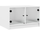 vidaXL Mesa de centro con puertas de vidrio 68x50x42 cm Blanco, Negro, Roble Sonoma Mesita de Salón o Comedor o Auxiliar Mesa de Café Meuble Salón
