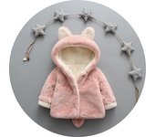 6 12 18 24 36 Months Baby Plush Jacket Cute Rabbit Ears Christmas Princess Girls Coat Keep Warm Hooded Outerwear Kids Clothes