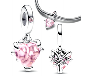 New In Hot Sale Necklace Pink Earrings Charm Beads Fit Pandora Bracelet Diy Accessories Pendant Jewelry Women Gift Jewelry Sets