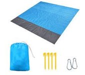 Estera de playa 200 x 175 cm Manta de picnic con 4 estacas fijas para playa Camping Picnic y otras actividades al aire libre