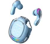 PRO T8 Wireless Bluetooth Headset Transparent ENC Headphones LED Power Digital Display Stereo Sound Earphones for Sports Working