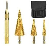 Brocas escalonadas, brocas cónicas triangulares de titanio para metal, acero, madera, latón, 4-12/4-20/4-32 mm - 4 piezas
