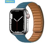 Leather Link for Apple Watch Band 45mm 41mm 40mm 44mm 49mm Original Magnetic Loop Bracelet IWatch Series 8 Ultra 3 SE 6 7 Strap