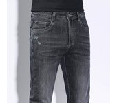 Mens Fashion Appliques Jeans Mid-Waist High Quality Business Denim Trousers Straight Stretch Slim Blue Four Seasons Jeans