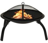 vidaXL Brasero y Barbacoa 2 en 1 Atizador Acero Inoxidable 56x56x49 cm Horno Color Plateado,  Negro, y mas
