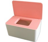 Caja de pañuelos húmeda sellada con tapa, organizador de escritorio a prueba de polvo, rosa y blanco, L21*W12.5*H10CM, 1 ud.