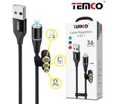 Temco YTS53121-N Cable 3 en 1 (Lightning /Micro USB /Tipo C) Negro