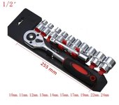 12 in 1 combination set vanadium steel Torque ratchet wrench set 1/4 "3/8" 1/2 "CR-V Universal Vehicle cycle Socket Wrench Kit