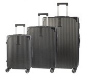 DAM Juego de 3 maletas Trolley, en material ligero ABS de alta resistencia con esquinas reforzadas. Cerradura numérica y 4 ruedas dobles extraíbles y giratorias 360°.  52x31x78Cm