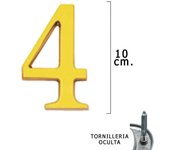 Numero latón 4 10 cm. con tornilleria oculta (blister 1 pieza)
