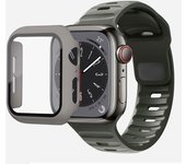 Glass+Case+Strap For Apple Watch Band 44mm 40mm 45mm 41mm 38mm 42mm Smartwatch Silicone Sport Bracelet iWatch 3 4 5 6 SE 7 8
