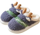 Zapatillas de Navidad con forma de reno para hombre y mujer, suaves y cálidas, sin cordones, para interior y exterior, con forro de lana