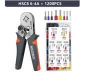 WOZOBUY Ferrule Crimping Tool Kit,HSC8 6-6A/6-4A Ratchet  Crimping Pliers, for Tubular Terminals,(Silver Head）