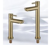 Grifo de Baño SUS304 con Cepillo Dorado Acero Inoxidable Single Cold Tap para Lavabo Partes de Desagüe Estilo Palanca Adecuado para Fregadero de Baño