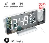 Reloj Digital LED para mesa, despertador electrónico de escritorio, Radio FM, proyector de tiempo, función de repetición, alarma