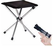 1pc Taburete Plegable Retráctil Para Exteriores Banco De Camping Y Taburete De Pesca De Acero Inoxidable Portátil - Negro S