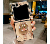 Luxury Glitter Phone Case for Samsung Galaxy Z Flip 5 4 3 Flip5 Flip4 Flip3 5G Zflip5 Girl Woman Ring Stand Holder Back Cover