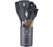 Set De Utensilios De Cocina Ecológicos De Silicona No Adherente Con Mango De Madera 12 Piezas Incluye Espátula Shovel Batidores De Huevo Herramientas De Cocina