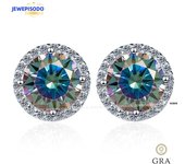 925 Sterling Silver 0.5/1/2 Carat Round Moissanite Earrings Engagement Wedding Daily Work Party Luxurious Jewelry Gift for Women