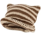 Gorro de punto a juego de colores: gorro de punto con orejas de gato de dibujos animados, gorro de punto, gorro cálido y esponjoso, gorro de invierno frío para niños y adolescentes