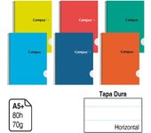 CUADERNO CAMPUS ORIGINAL BLOC ESPIRAL CAMPUS TAMAÑO A5 TAPA DURA 80 HOJAS. Pack de 6 cuadernos Cuadricula 4 MM/ Doble Raya 2,5 Mm/Doble Raya 3,5 Mm/Horizontal a elegir (SON DE TAMAÑO A5,MAS CHICO QUE TAMAÑO FOLIO!)