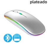 Ratón Inalámbrico Bluetooth Compatible 2.4GHz 1600DPI Recargable Con Luz RGB Portátil Para Laptop PC Macbook Juego