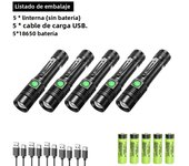 Powerful LED Flashlight Aluminum Alloy Portable Torch USB ReChargeable Outdoor Tactical Zoom Camping Waterproof Flash Light