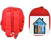 MERCHANDMANIA PACK MOCHILA ROJA Y ESTUCHE logo profesional manitas bricolaje school material