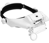 Lupa de Cabeza with Lentes de 1.5X 2X 8X y Combinación 3.5X 9.5X 11.5X en Blanco | Lupa Reloj de Manos Libres para Leer, Soldar y Repar Joyería