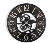 Versa Gedinne Reloj de Pared Decorativo para la Cocina, el Salón, el Comedor o la Habitación, , Medidas (Al x L x An) 59 x 2 x 59 cm, Metal, Color Negro