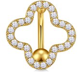 Women Trendy Belly Piercing Stainless Steel Crystal Belly Button Piercings Dangle Flower Accessories Punk Women's Navel Rings
