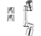 Aireador de grifo de brazo robótico giratorio de 1080° + 360° con rosca interna de 22 mm y rosca externa de 24 mm, aireador plateado universal con llaves para cocina/baño