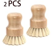 Cepillo para lavar platos - Cepillo para lavar platos de sisal natural - No te ensucies las manos - 2 piezas - Aplicar en ollas, sartenes
