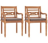 vidaXL Sillas Batavia 2 uds madera maciza teca con cojines