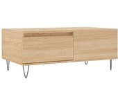 vidaXL Mesa de centro madera contrachapada 90x50x36,5 cm Blanco, Negro, Roble Sonoma Mesita de Salón o Comedor o Auxiliar Mesa de Café Meuble Salón