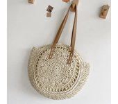 Summer Round Straw Women Vacation Woven Beach Shoulder Bag Large Capacity Hollow Out Simple Tote Bag