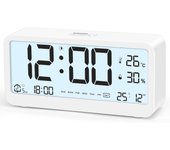 Reloj con tono de Llamada crescendo Fuerte, función de visualización de temperatura y humedad, Blanco