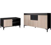 MB Muebles Bonitos - Conjunto Mueble de Salón, Aparador o Mueble tv, Color Negro y Sonoma, Modelo Kai