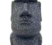 Soporte para gafas divertido, soporte para gafas Moai, soporte para gafas, decoración de piedra de la isla de Pascua, soporte para gafas de calavera para mesita de noche, esculturas de resina para decoración de escritorio de oficina en el hogar (negro)