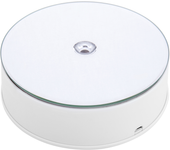 Base giratoria eléctrica 14cm blanco con espejo. Plataforma rotatoria con iluminación LED - PrimeMatik