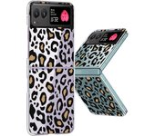 Leopard Pattern Clear Hard PC Folding Case For Motorola Razr50 Razr40 Razr 50 40 Ultra Transparent Shockproof Bumper Phone Cover