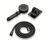 Cabezal De Ducha Ajustable Negro 3pcs Alta Presión Ahorro De Agua Con 5 Modos Soporte De Pared Manguera Incluidos